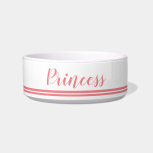 Tigela Cachorro de Nome Personalizado de Script Girly-Ros