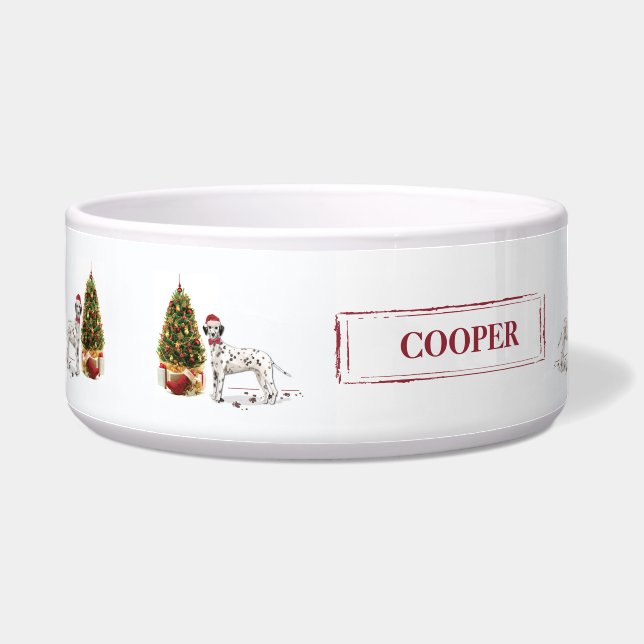 Tigela Cachorro e Árvore Engraçados de Natal (Esquerda)