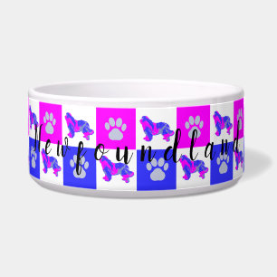 Tigela Cachorro e pata quentes rosa e azul Pet Bowl