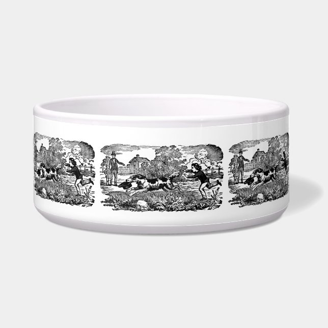 Tigela Cachorro executando ilustração vitoriana antiga de (Frente)