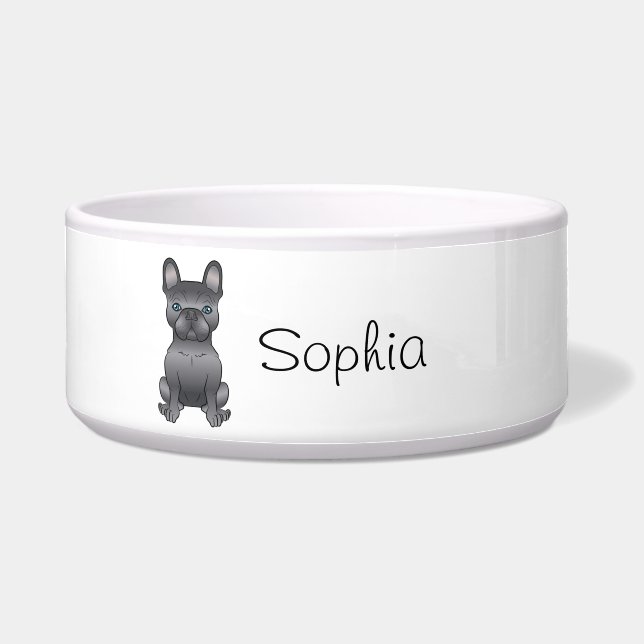 Tigela Cachorro Francês Azul / Cartoon Francês Cachorro e (Frente)