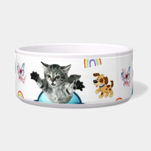 Tigela Cachorro Gato Rato Arco-íris Fofo