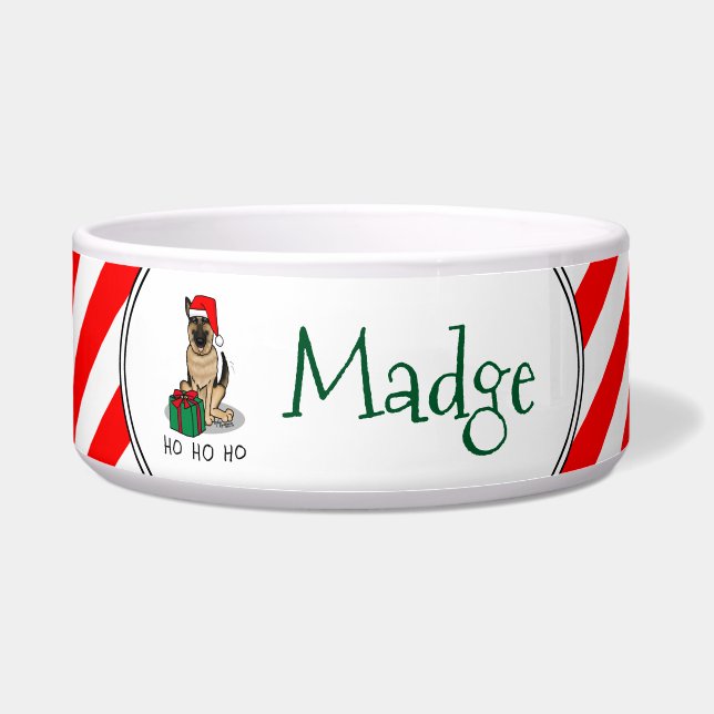 Tigela Cachorro German shepherd de Natal Santa Hat (Frente)