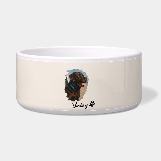 Tigela Cachorro Labrador Chocolate Fofo – Bailey | Presen (Frente)