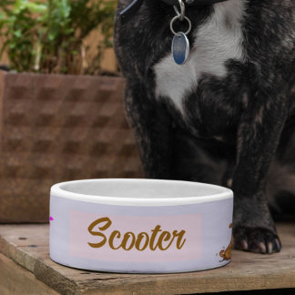 Tigela Cachorro marrom fofo planta coração