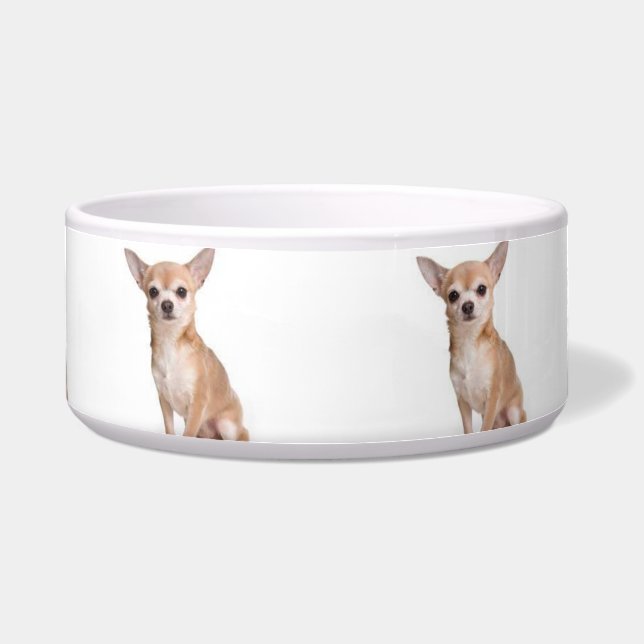 Tigela Cachorro Moderno e Bonito Chihuahua - Branco (Frente)