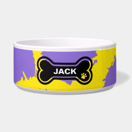Tigela Cachorro Personalizado Amarelo Brilhante e Roxo