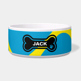 Tigela Cachorro Personalizado colorido azul e amarelo