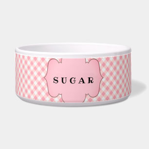 Tigela Cachorro Personalizado de Xadrez Rosa Russo