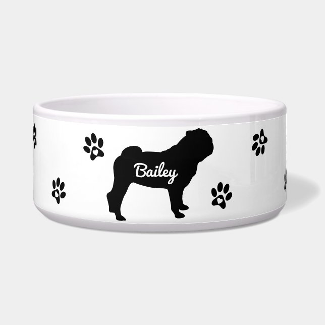 Tigela Cachorro Pug Personalizado  (Frente)