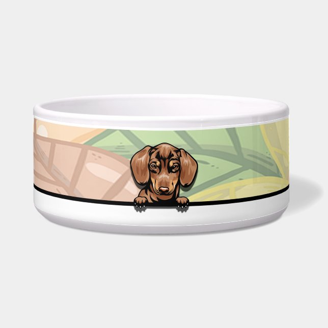 Tigela Cachorro Salsicha Curioso, comida ou bebida (Frente)