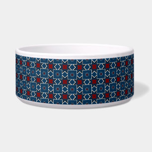 Tigela Cachorro Vermelho, Branco e Azul