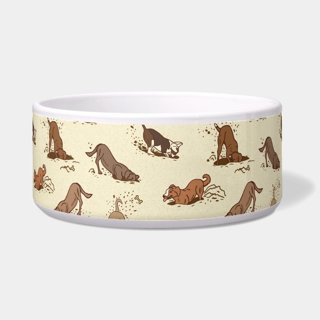 Tigela Cachorros Digging - padrão de férias na praia. (Frente)