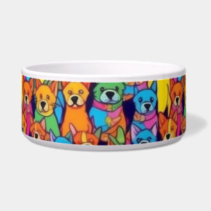 Tigela Cães bonitos e coloridos cães felizes