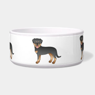 Tigela Cães De Cartoon De Cor Preta E Tan Rottweiler