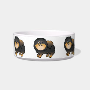 Tigela Cães de Cartoon Pomeranianos E Pretos