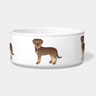 Tigela Cães De Cartoon Vermelho E Tan Rottweiler