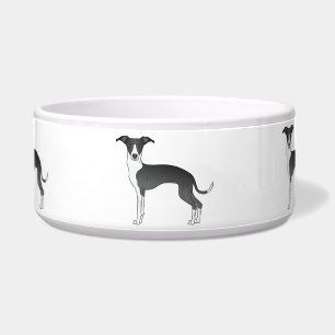 Tigela Cães de desenho italiano Greyhound preto e branco