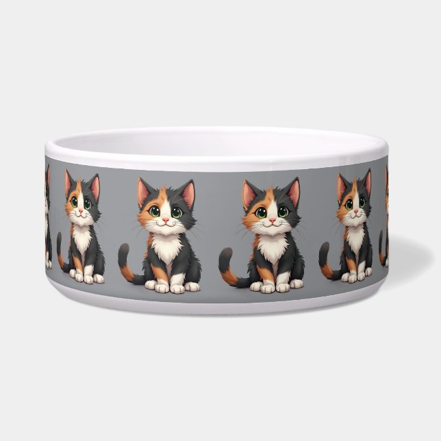 Tigela Calico Kitten Whimsical com Cattitude (Frente)