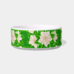 Tigela Camellias brancas e folhas verdes