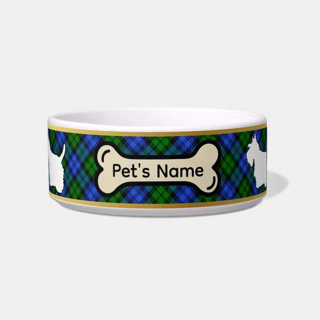 Tigela Campbell Tartan Scottie Dog Personalised Bowl (Frente)