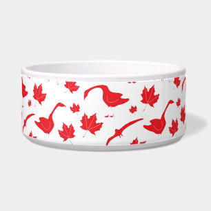 Tigela Canada Geese and Maple Leaves - canadense flag red
