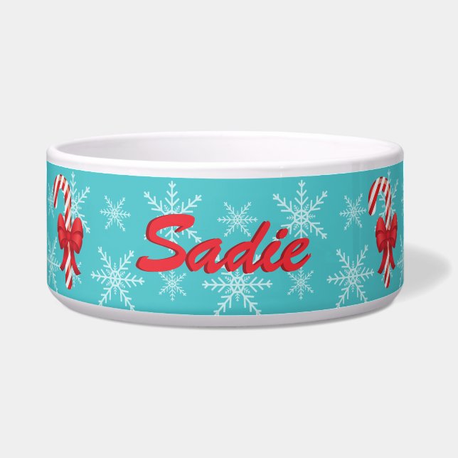 Tigela Canas De Natal Festivas Com Nome Personalizado (Frente)