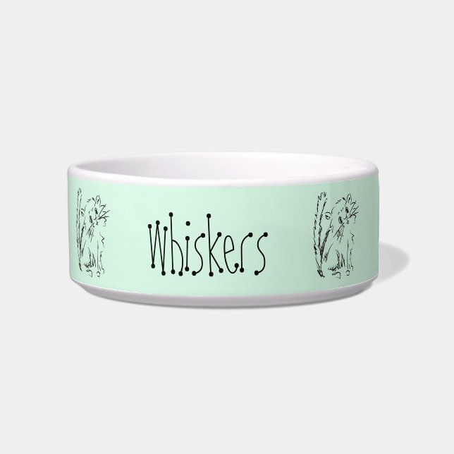 Tigela Caneta de Gato de Gato e Desenho de Tinta para Per (Frente)