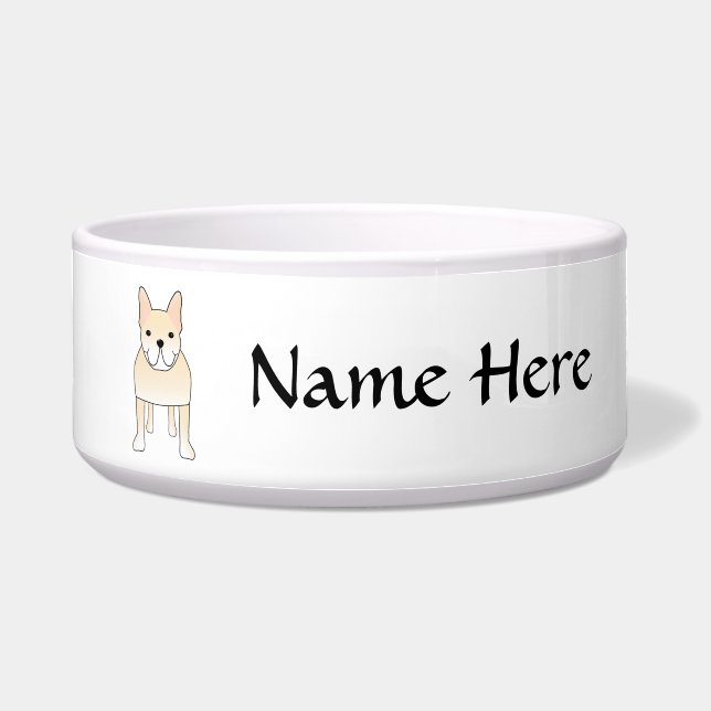 Tigela Cão bonito. Buldogue francês de creme pálido (Frente)