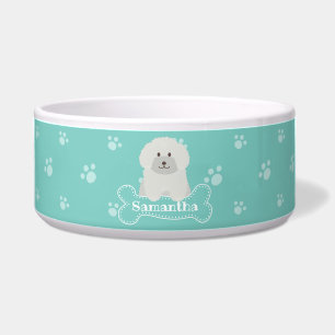 Tigela Cão Cachorro Cachorro Branco Fluffy Cachorro Aqua