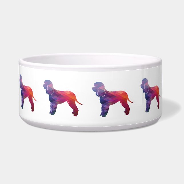 Tigela Cão de Água Irlandês Geo Silhueta Roxo (Frente)