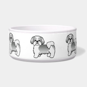 Tigela Cão De Cartoon De Silver E White Shih Tzu Cute