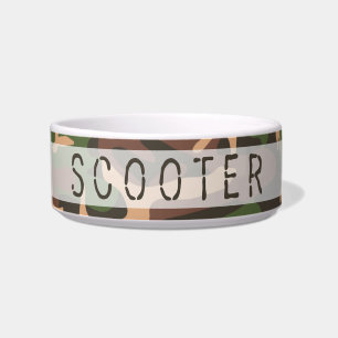 Tigela Cão de estimação de Camo & bacia personalizados
