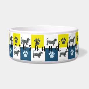 Tigela Cão-de-galho e pata-pintada amarelo e azul