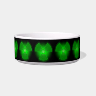 Tigela Cão de incandescência verde engraçado do gato d