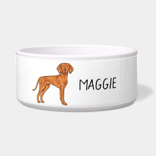 Tigela Cão Pointer Vizsla Húngaro em Pé e Nome