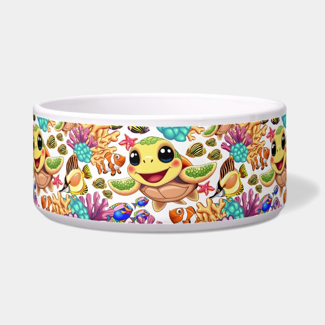 Tigela Caráter Feliz e Bonito da Tartaruga do Mar (Frente)