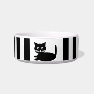 Tigela Cartoon de Gato Negro e Branco - Pet Bowl