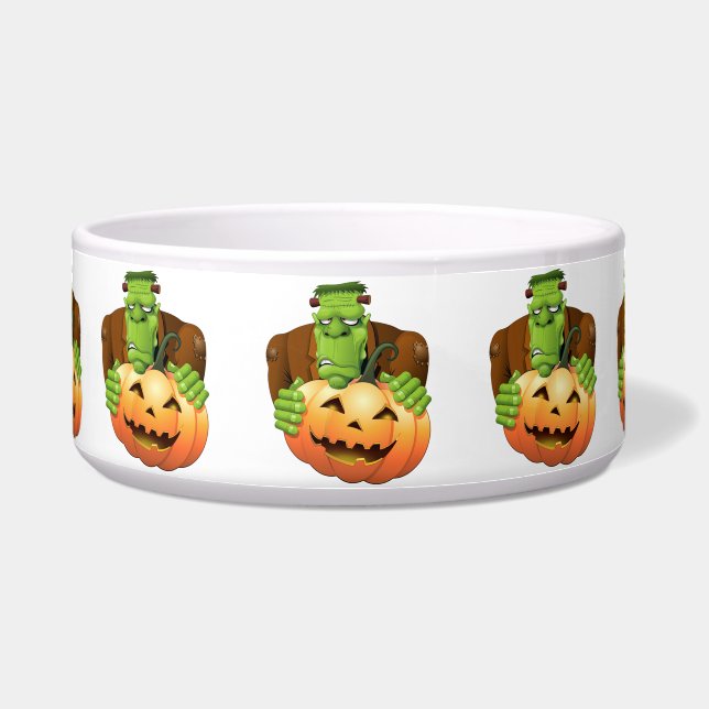 Tigela Cartoon Frankenstein Monster com Pumpkin (Frente)