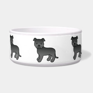 Tigela Cartoon preto Staffordshire Bull Terrier