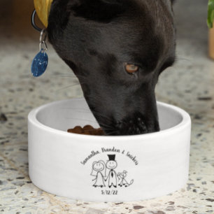 Tigela Casal de Noivos Bonito Cachorro Nomes Personalizad