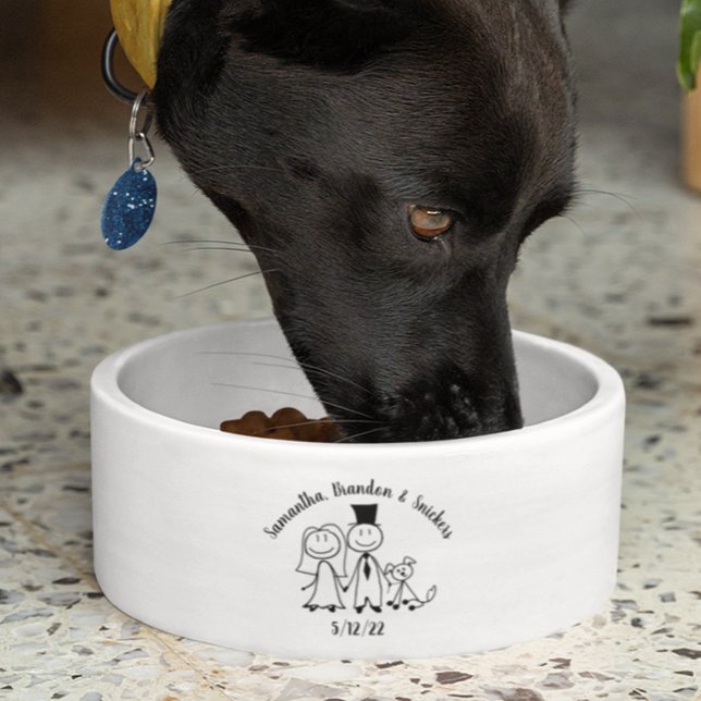 Tigela Casal de Noivos Bonito Cachorro Nomes Personalizad (Criador carregado)