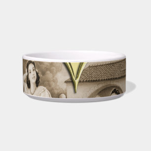 Tigela Casal Vintage Romance, homem e mulher, ouro