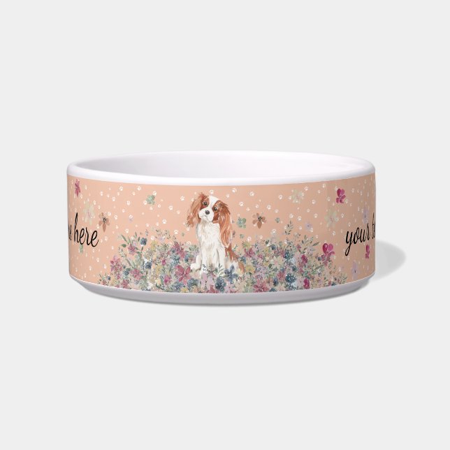 Tigela Cavalier King Charles Spaniel Dog com patas Laranj (Frente)