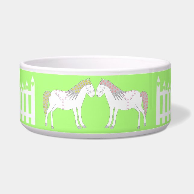 Tigela Cavalos Brancos Lindos Personalizado (Frente)