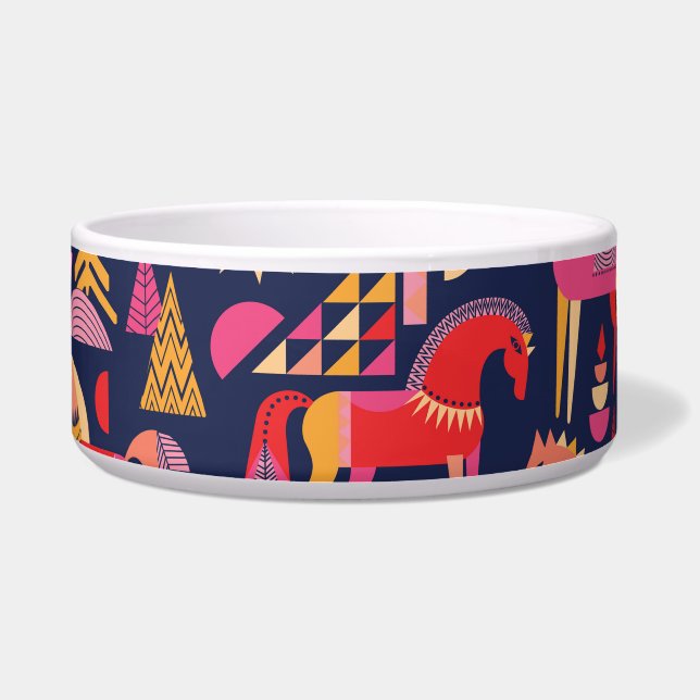 Tigela Cavalos escandinavos: Design decorativa sem costur (Frente)