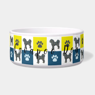 Tigela Cavapoo Cachorro e Pata Amarelo e Azul Cachorro