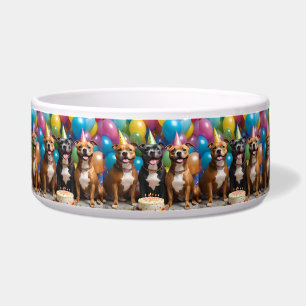 Tigela Celebração do Staffy: Uma Festa de Aniversário com