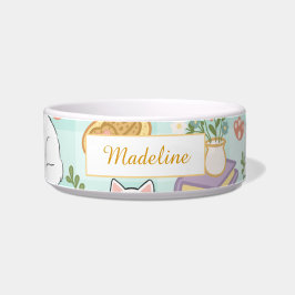 Tigela Cerâmica Verde Pastel com Nome de Gato Pers