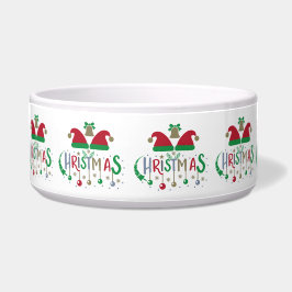 Tigela Chapéu de Papai Noel Vermelho Verde Sininhos de Na